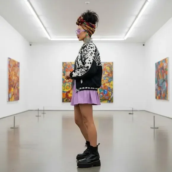 Vintage 90s EVR Windbreaker Jacket Animal Print Colorblock Zebra Spots Womens PL - Picture 3 of 12